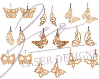 Butterfly Earring File 9 Different Styles SVG l Laser Cut Files l Butterfly Earring Bundle l Glowforge Earrings File l Laser Earrings DXF