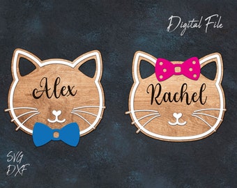 Customizable Cat Ornament SVG, Glowforge Laser Cut File (Digital Download)