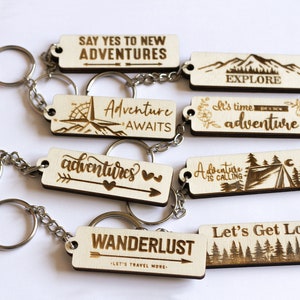Avonturen sleutelhanger SVG, glowforge-bestanden sleutelhanger, lasergesneden bestanden, motiverende sleutelhangers, inspirerende sleutelhanger SVG-sleutelhanger gesneden bestand,