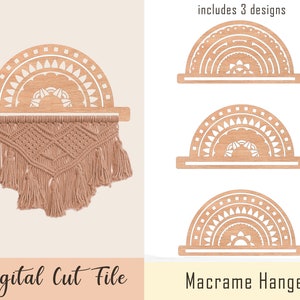 Macrame Pattern Bases Hanger for Glowforge, Laser SVG Cut File Download for Laser Cnc Projects,  Cutting Thread Art Hanger, wall hanging