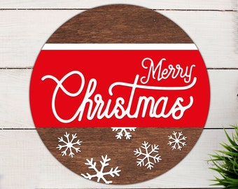 Joyeux Noël signe SVG, accroche-porte flocon de neige fichier découpé au laser (fichier numérique)
