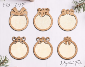 Blank Ornament SVG l Round Ornament Template l  DIY Christmas Gift l Ornament Template Bundle svg l Laser File