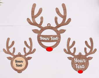 Reindeer Ornament SVG Bundle, Christmas Laser Cut Files (Digital Download)