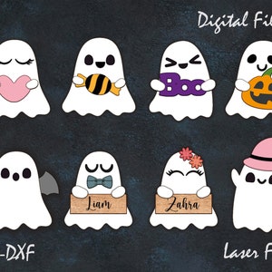 Halloween Ghosts Laser File l Halloween Glowforge Files l Cute Ghosts SVG l Cute Halloween Laser Files l 3D Ghost SVG l Cute Ghosts Bundle