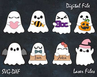 Halloween Ghosts Laser Cut File, 3D SVG Bundle (Digital Download)