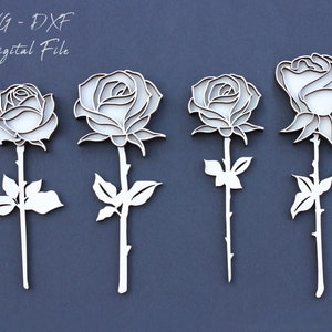 Blumen SVG, Rosen Laser geschnitten Datei, Rosen SVG, Glowforge Dateien, Blumen svg, Laser geschnittene Blume Holzrosen, Rosenbündel svg l digitale Datei
