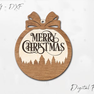 Frohe Weihnachten Ornament Cut File, Glowforge SVG-Dateien, Laser Cut Files, Glowforge Weihnachtsdatei, Weihnachtsverzierungen svg - Digitale Datei