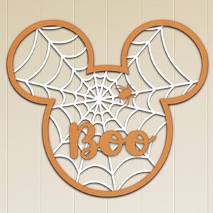 Halloween SVG File, Mouse Head SVG, Spider Web Laser Cut Files, Glowforge files, Cutting Machine Files, Mickey SVG File - Digital File