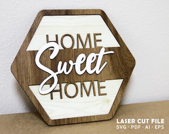 Home Sweet Home SVG, plik wycinany laserowo, tabliczka na werandę (pobranie cyfrowe)