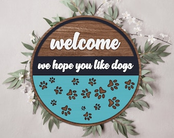 Tabliczka powitalna dla psów SVG, pliki wycinane laserowo (PDF, AI)