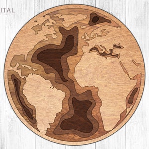 Glowforge svg-bestanden voor dxf meerlaagse svg wereldbol lasergesneden bestanden voor hout (PDF - AI - digitaal bestand)