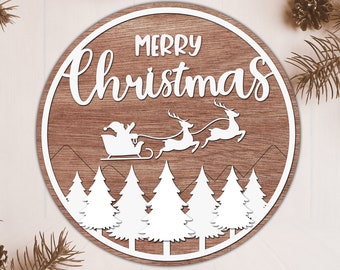Merry Christmas Sign SVG, Laser Cut File, Glowforge DXF (Digital Download)