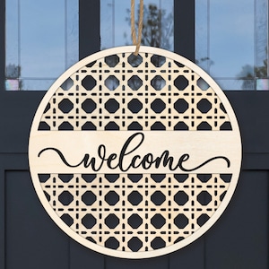 Accroche-porte en rotin fichiers laser SVG l Glowforge coupe des fichiers l usage commercial fichiers découpés au laser l glowforge fichiers de bienvenue l motif en rotin dxf