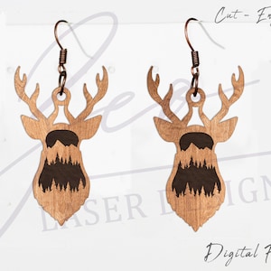 Deer Earrings SVG, Christmas Earring Laser Cut Files l Christmas Earrings Glowforge l Christmas Earring SVG Laser l Jewelry Files