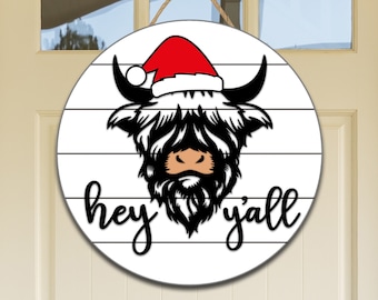 Highland Cow Christmas SVG, Farmhouse Sign, Glowforge File (Digital Download)