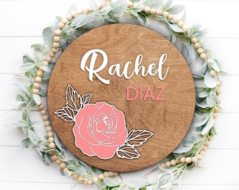Rose Nursery Name Sign SVG, Laser Cut File (Digital File)