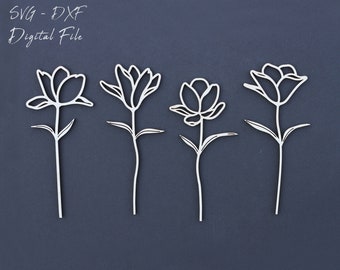 Blommig SVG laserskurna filer, blompaket (digital fil)