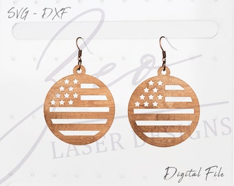 American Flag Earrings SVG l Patriotic Earring SVG l 4th of July Earrings SVG l Independence Day svg Earrings l Glowforge Earring svg