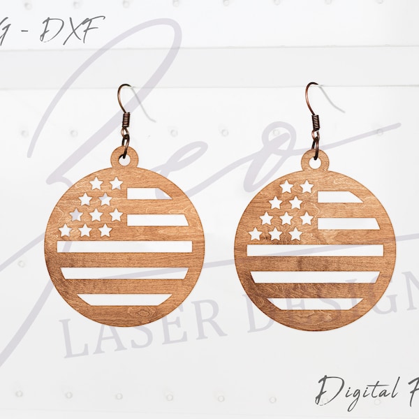 American Flag Earrings SVG l Patriotic Earring SVG l 4th of July Earrings SVG l Independence Day svg Earrings l Glowforge Earring svg