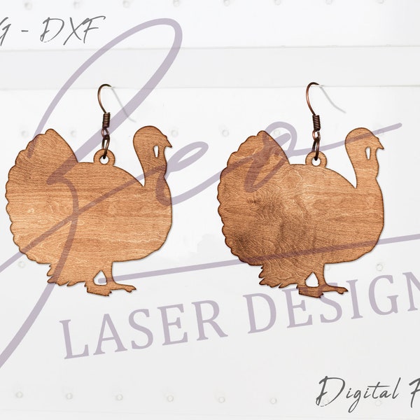 Gobble Turkey Earrings SVG l Farmhouse Earring SVG l Animal Earring SVG l Glowforge Earrings l Laser Cut Earrings l Jewelry dxf