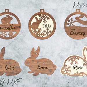 Décorations de Noël lapin SVG l Décoration de Noël lapin SVG l Ornement lapin décoration d'arbre fichier SVG l Lapin Memorial svg l Lapin svg