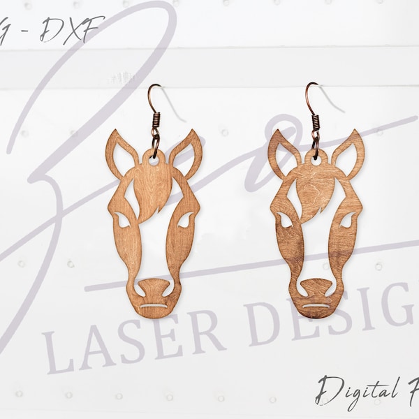 Horse Head Earrings SVG l Earrings SVG files l Laser Cut Files l svg earrings l Glowforge svg Files l svg files for cricut l jewelry dxf