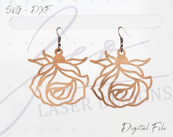 Rose Kontur Ohrring SVG, Laser Cut Datei (Digitaler Download)