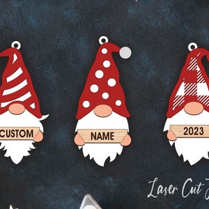 Gnome Ornaments SVG Cut File l Glowforge Ornament File l Christmas Laser Files l Christmas XMas Cut Files l dxf, svg, eps, pdf, ai, cdr