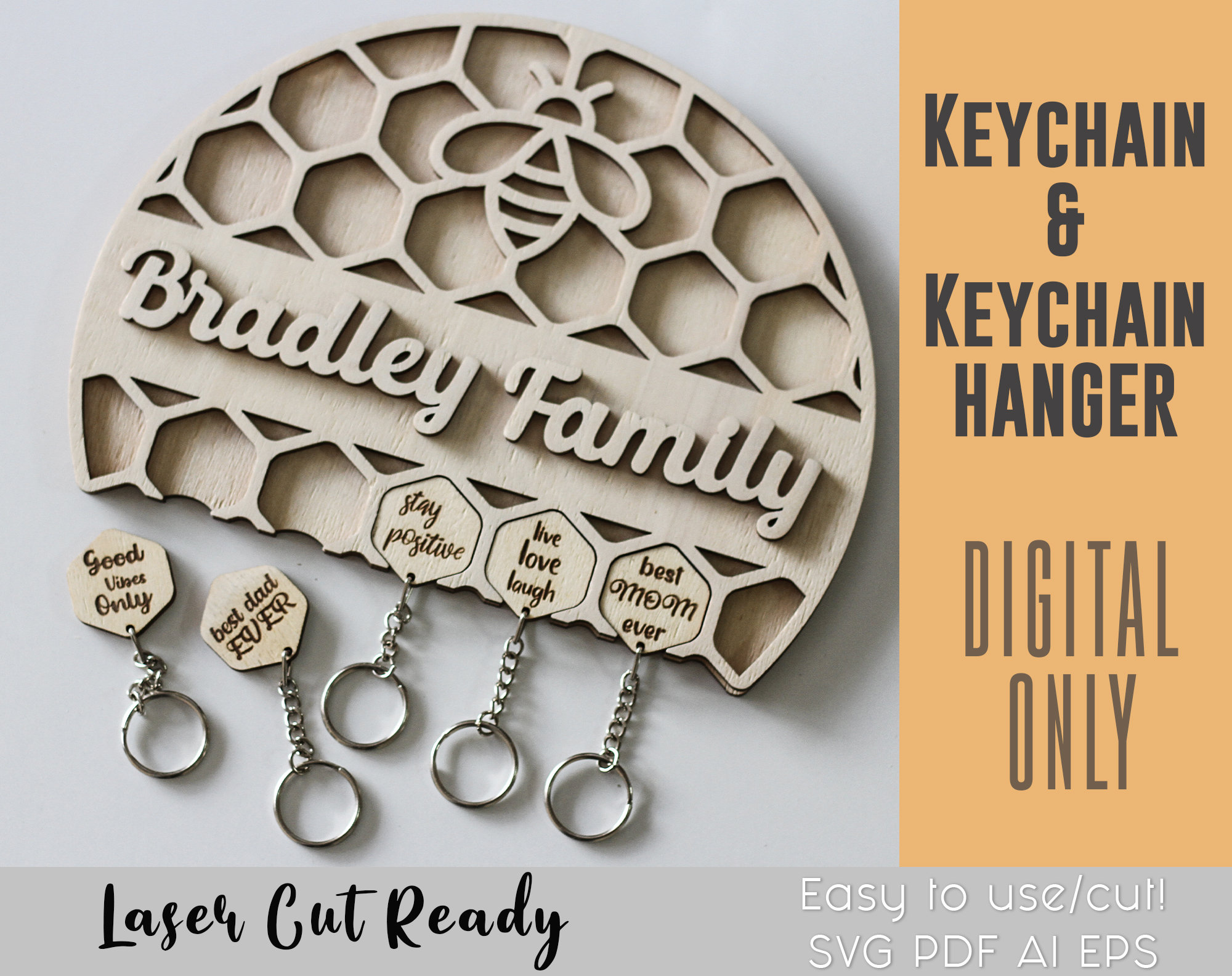 Svg Files Keychain Wall Key Holder Laser Cut CNC Etsy