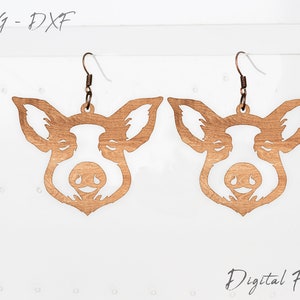 Schwein Ohrringe SVG l Schweinekopf SVG l Laser Cut Dateien l Bauernhof Tier Ohrring SVG l Glowforge svg Dateien