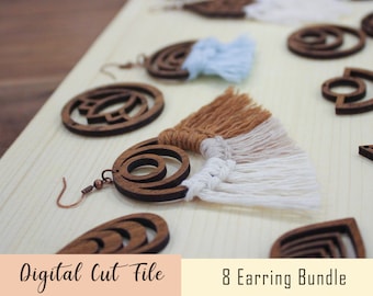 Earring Bundle 8 Design - Knitable, Hanger - laser cut file - Glowforge Files  - SVG, PDF, AI - Digital File