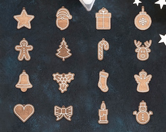 Gingerbread Christmas Ornament SVG Bundle, Laser Cut Files (Digital Download)