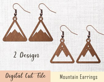 Mountain Earrings SVG, Glowforge Laser Cut File (Digital Download)