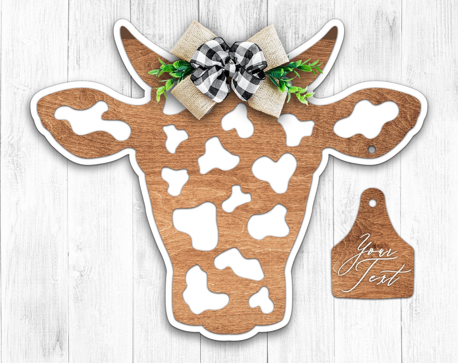 Cow Head Door Hanger SVG Cow With Ear Tag Door Hanger SVG Etsy Ireland