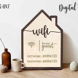 Wifi Sign SVG l Be Our Guest, Home Wifi Sign Glowforge SVG files l Laser cut files l Guest room sign svg l Wifi Password Sign Svg