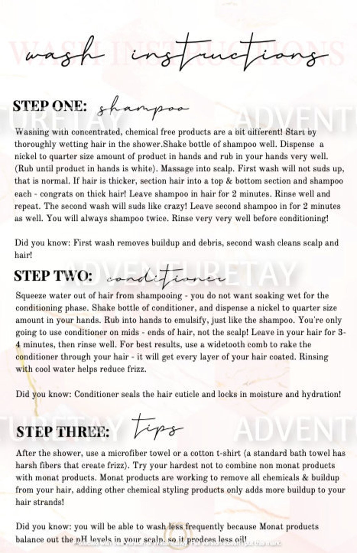 Monat Wash Instructions Digital Download - Etsy