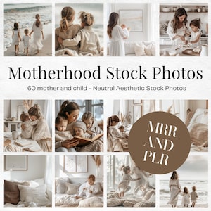 母性ストック写真バンドル | 中立的な美的ママライフ画像 | ブロガー、Instagram、Pinterest、子育て家族向けの母性ライフ写真