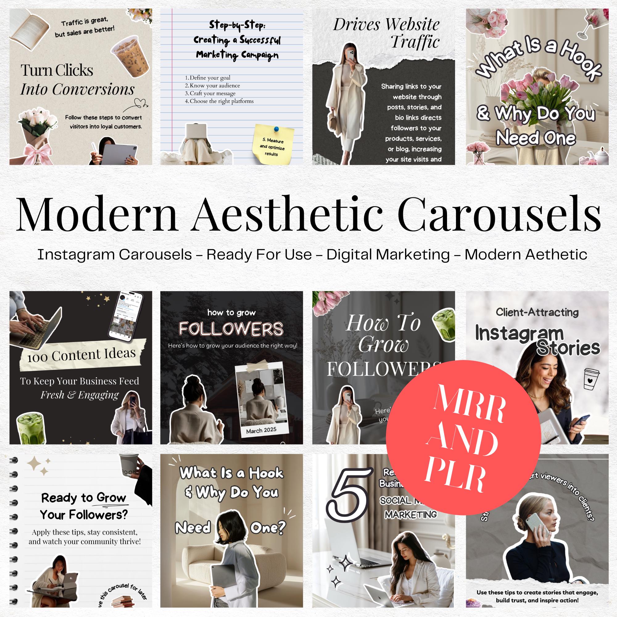 Instagram Carousel Templates, Modern Aesthetic Carousel Templates for ...