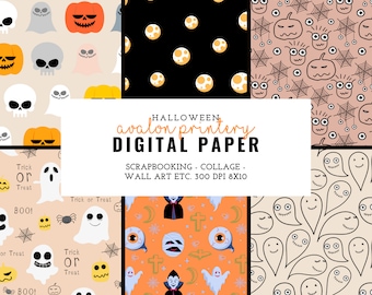 Halloween Print Digital Paper Scrapbooking Collage Card Making Multi Use