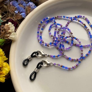 Boho Confetti Glasses chain, Emerald Purple seed beaded eyeglass chain, Hippie Bohemian eye glass chain, Cute Dainty Teacher Lanyard Ukraine