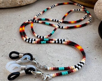 Colorful Seed Beaded Glasses Chain, Hippie Boho Lanyard, Native