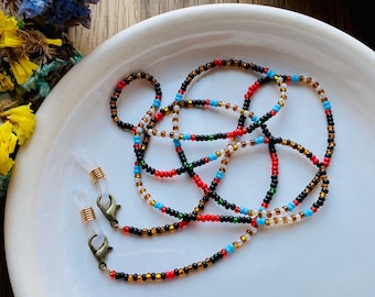 Dainty Colorful Seed Bead Glasses Chain, Hippie Boho Beaded Lanyard Plus Size, Teacher Lanyard, Airpod Chain, Eyeglass Strap,Face Mask Chain