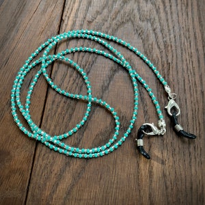 Dainty Blue Turquoise Silver seed bead Glasses Chain Cute, Boho Face Mask Chain, Handmade Eyeglass holder, Teacher Lanyard, Sunglasses chain
