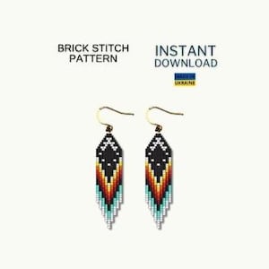 Brick Stitch Pattern, Seed Bead Earring Pattern, Native inspired, Fringe Beading Pattern, Do Yourself, Digital Download, Indigenous inspired