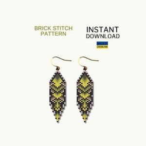 Brick Stitch Pattern, Olive Seed Bead Earrings Pattern, Fringe Beading Pattern, Unique Brickstitch Pattern, Do it Yourself, Digital Download