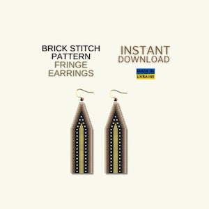 Brick Stitch Pattern, Olive Seed Bead Earrings Pattern, Fringe Beading Pattern, Unique Brickstitch Pattern, Do it Yourself, Digital Download