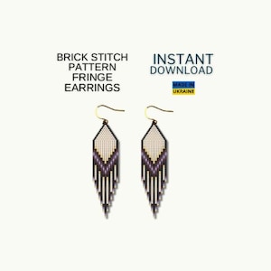 Brick Stitch Pattern PDF, Seed Bead Earrings Pattern, Fringe Beading Pattern, Unique Brickstitch Pattern, Jewelry making, Digital Download