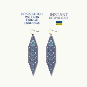 Brick Stitch Pattern, Flower Seed Bead Earring Pattern, Fringe Beading Pattern, Unique Brickstitch Pattern, Do it Yourself, Digital Download