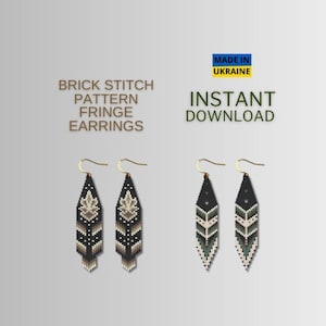 Brick Stitch Pattern SET, Seed Bead Earrings Pattern, Fringe Beading Pattern, Unique Brickstitch Pattern, Do it Yourself, Digital Download
