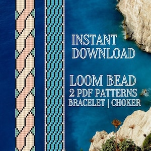 Loom Seed Bead Braid Bracelet Pattern Set PDF, Southwestern Loom Pattern, Do it Yourself DIY, Digital Download, Boho Bohemian Loom Choker